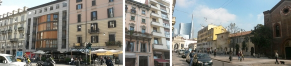 Diversi stili architettonici di Corso Garibaldi.